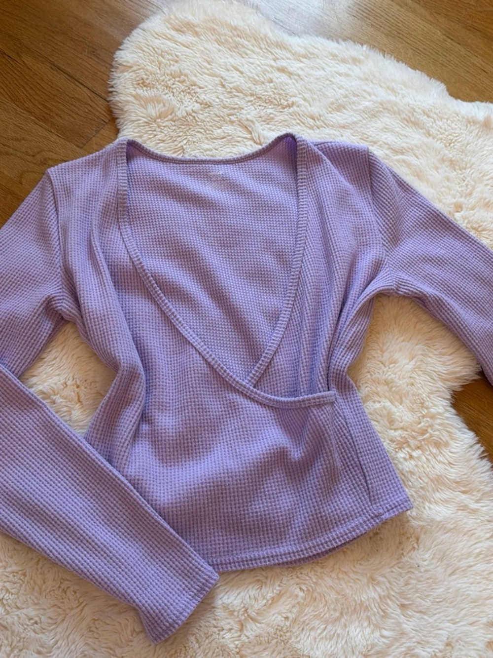 aerie Lilac Waffle Wrap Long-Sleeve Top